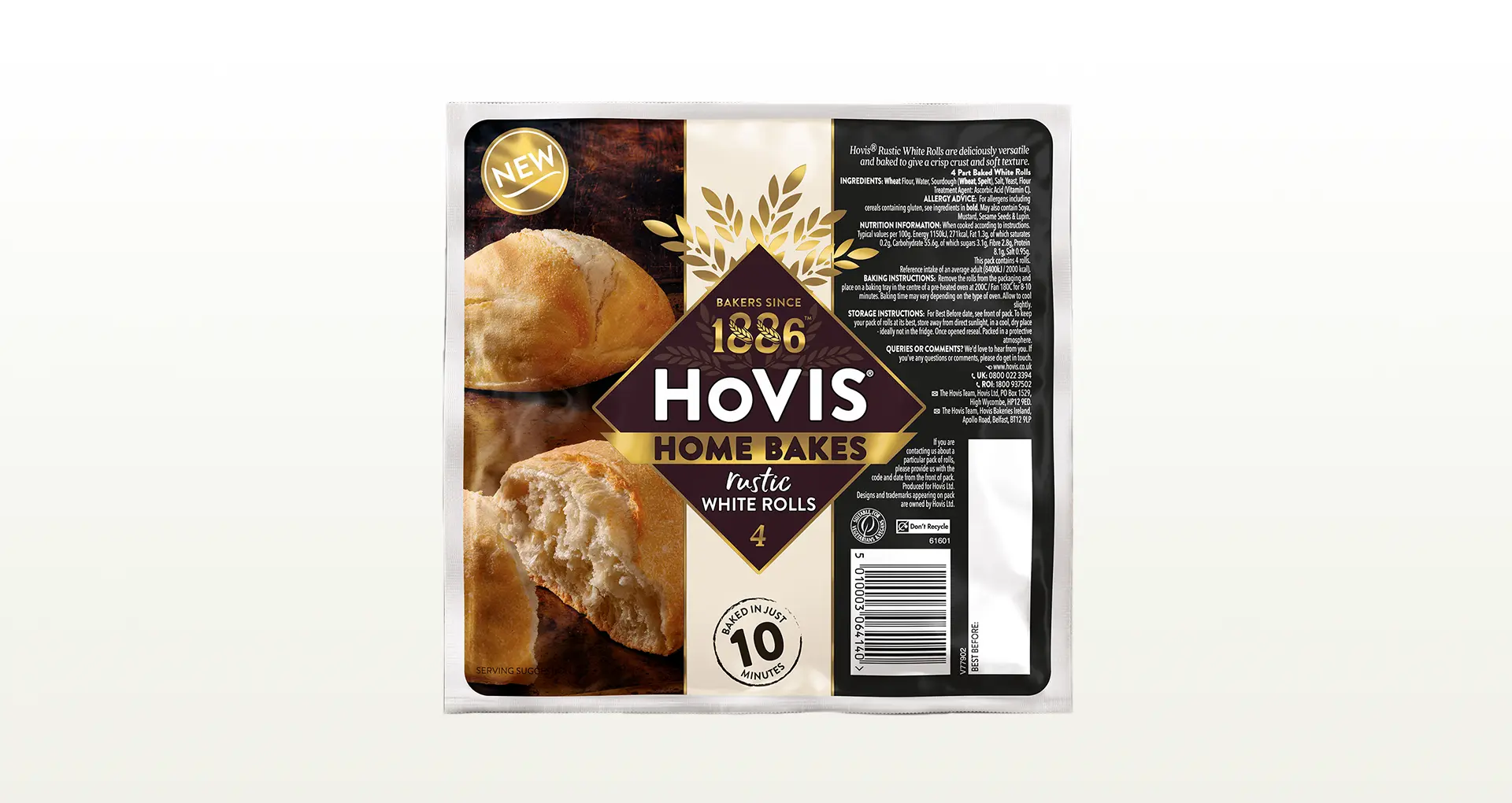 Hovis Home Bakes Rustic White Rolls